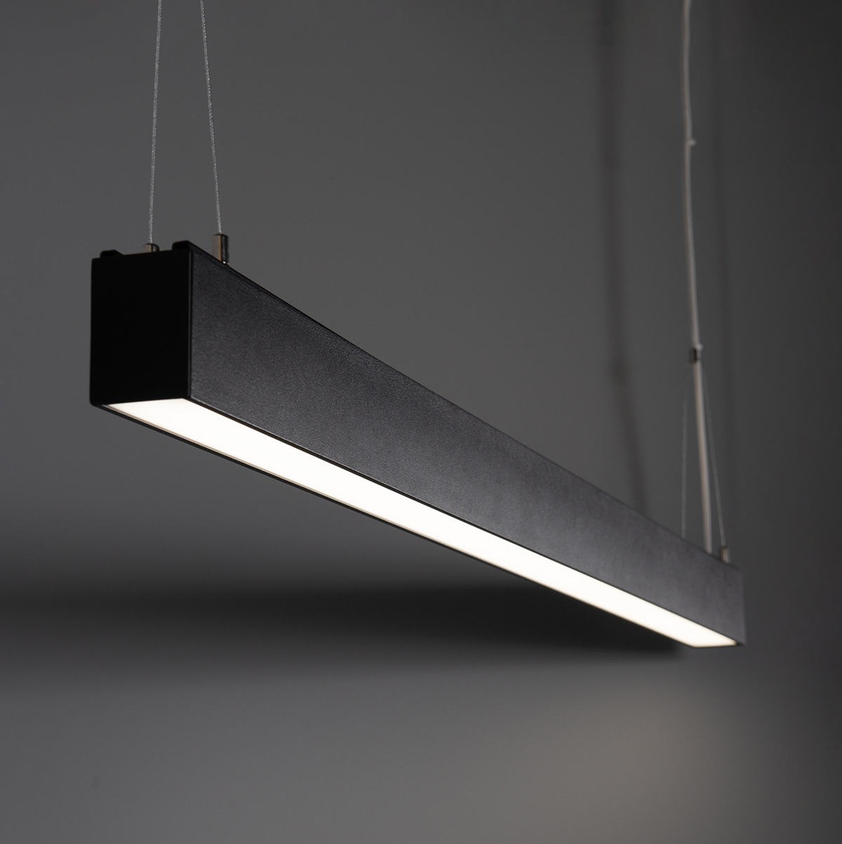 Black 3CCT LED 4FT Office Pendant Light Emergency